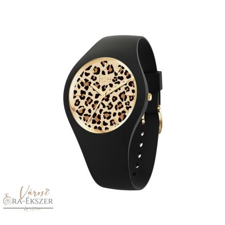 ICE WATCH 021728 ICE LEOPARD NŐI KARÓRA, FEKETE SZÍJ, LEOPÁRDMINTÁS SZÁMLAP, ARANY DÍSZÍTÉS 10ATM