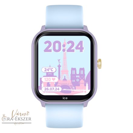 ICE WATCH ICE SMART JUNIOR 2.0 OKOSÓRA PURPLE SOFT BLUE, KÉK SZÍNŰ SZÍJ, SZÖGLETES LILA SZÍNŰ TOK  022801