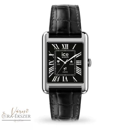 ICE smart TKS 2.0 rectangular 1.41 OKOSÓRA, FEKETE BŐRSZÍJ, EZÜST SZÍNŰ SZÖGLETES FÉMTOK 025380