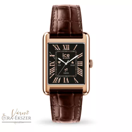 ICE smart TKS 2.0 rectangular 1.41 OKOSÓRA, BARNA BŐRSZÍJ, ROSEGOLD SZÍNŰ SZÖGLETES FÉMTOK, 025382