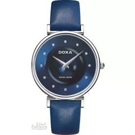   DOXA 145.15.208.03 DOXA D-TRENDY NŐI EZÜST SZÍNŰ ACÉLTOKOS KARÓRA KÉK SZÍNŰ BŐRSZÍJJAL