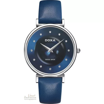 DOXA 145.15.208.03 DOXA D-TRENDY NŐI EZÜST SZÍNŰ ACÉLTOKOS KARÓRA KÉK SZÍNŰ BŐRSZÍJJAL