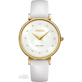   DOXA 145.35.058.07 DOXA D-TRENDY NŐI ARANY SZÍNŰ ACÉLTOKOS KARÓRA FEHÉR SZÍNŰ BŐRSZÍJJAL