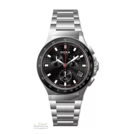 DOXA D-SPORT FÉRFI KARÓRA EZÜST SZÍNŰ NEMESACÉL TOKKAL ÉS CSATTAL FEKETE SZÁMLAPPAL 167.10.101.10