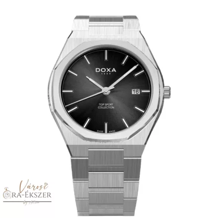 DOXA 169.10.101.10 DOXA TOP SPORT COLLECTION FÉRFI KARÓRA EZÜST SZÍNŰ NEMESACÉL TOKKAL ÉS CSATTAL, FEKETE SZÁMLAPPAL