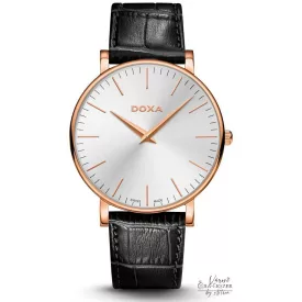   DOXA D-LIGHT FÉRFI ROSEGOLD SZÍNŰ TOKOS, FEKETE BŐRSZÍJAS KARÓRA 173.90.021.01