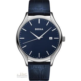   DOXA CHALLENGE 215.10.201.03 FÉRFI KARÓRA EZÜST SZÍNŰ NEMESACÉL TOKKAL ÉS KÉK BŐRSZÍJJAL