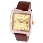 Cardy férfi karóra, rózsaarany színű fémtok, barna színű szíj, arany színű számlap, quartz szerkezet, cseppmentes vízállóság