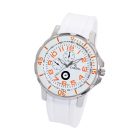 Cardy férfi karóra, ezüst színű fémtok, fehér műanyag szíj, fehér számlap, quartz szerkezet, cseppmentes vízállóság