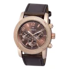 Cardy férfi karóra, rózsaarany színű fémtok, barna színű szíj, barna színű számlap, quartz szerkezet, cseppmentes vízállóság