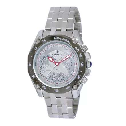 Cardy férfi karóra, ezüst színű fémtok, ezüst színű fémcsat, ezüst színű számlap, quartz szerkezet, cseppmentes vízállóság