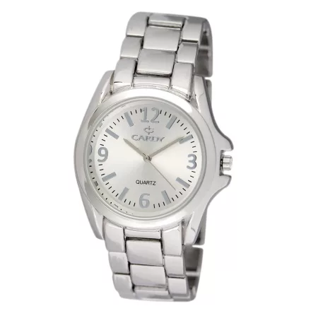 Cardy férfi karóra, ezüst színű fémtok, ezüst színű fémcsat, ezüst színű számlap, quartz szerkezet, cseppmentes vízállóság