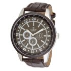 Cardy férfi karóra, ezüst színű fémtok, barna színű szíj, barna színű számlap, quartz szerkezet, cseppmentes vízállóság