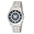 Cardy férfi karóra, ezüst színű fémtok, ezüst színű acél karcsat, fekete számlap, quartz szerkezet, cseppmentes vízállóság