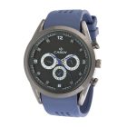 Cardy férfi karóra, fekete színű fémtok, kék színű műanyag szíj, fekete színű számlap, quartz szerkezet, cseppmentes vízállóság