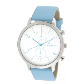   Cardy férfi karóra, ezüst színű fémtok, világoskék színű szíj, ezüst színű számlap, quartz szerkezet, cseppmentes vízállóság