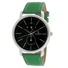 Cardy férfi karóra, ezüst színű fémtok, zöld színű szíj, gun (szürke) színű számlap, quartz szerkezet, cseppmentes vízállóság