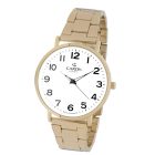 Cardy férfi karóra, arany színű fémtok, arany színű acél karcsat, fehér színű számlap, quartz szerkezet, cseppmentes vízállóság