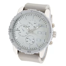  Cardy férfi karóra, ezüst színű fémtok, szürke színű műanyag szíj, szürke számlap, quartz szerkezet, cseppmentes vízállóság