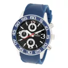 Cardy férfi karóra, ezüst színű fémtok, kék színű műanyag szíj, fekete számlap, quartz szerkezet, cseppmentes vízállóság