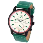 Cardy férfi karóra, fekete színű fémtok, zöld színű szíj, fehér színű számlap, quartz szerkezet, cseppmentes vízállóság