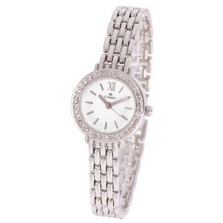 Cardy női ékszeróra, ezüst színű fémtok, ezüst színű fémcsat, fehér színű számlap, quartz szerkezet, cseppmentes vízállóság