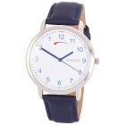 Cardy férfi visszafele járó karóra, ezüst színű fémtok, kék színű szíj, fehér számlap, quartz szerkezet, cseppmentes vízállóság