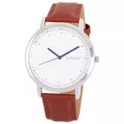 Cardy férfi karóra, ezüst színű fémtok, barna szíj, fehér számlap, quartz szerkezet, cseppmentes vízállóság