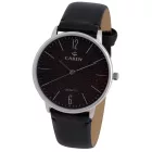 Cardy férfi karóra, ezüst színű fémtok, fekete szíj, fekete számlap, quartz szerkezet, cseppmentes vízállóság