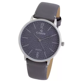  Cardy férfi karóra, ezüst színű fémtok, szürke szíj, szürke számlap, quartz szerkezet, cseppmentes vízállóság