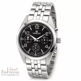   Merion Chronograph férfi karóra – Fekete számlap, nemesacél tok és csat, 5 ATM vízállóság