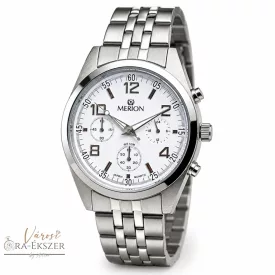   Merion Chronograph férfi karóra – Fehér számlap, nemesacél tok és csat, 5 ATM vízállóság