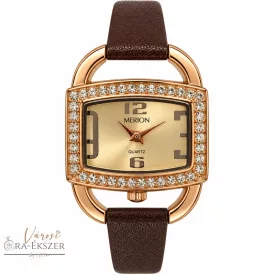   Merion női karóra, quartz, rosegold színű fémtok és barna bőrszíj, rosegold színű számlap