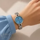 Merion női fémcsatos karóra, quartz, ezüst színű nemesacél tok és karcsat, kék számlap