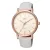 Q&Q analóg férfi karóra, rózsaarany színű fém tok, fehér műbőr szíj, fehér számlap, ásványüveg, quartz szerkezet, cseppmentes vízállóság - Q892J111Y