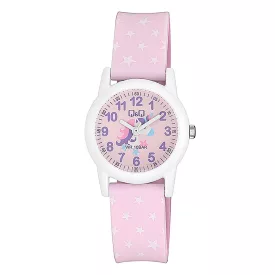   Q&Q gyerek karóra, fehér színű tok, rózsaszín figurás szíj, figurás számlap, VR99J013Y