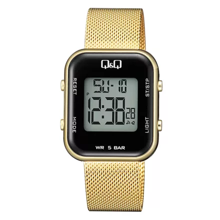Q&Q női karóra, quartz/LCD, arany színű fémtok, arany színű acél karcsat, M207J012Y