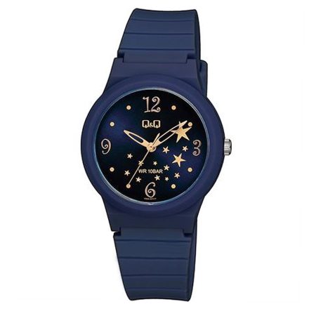 Q&Q női karóra, quartz, kék színű műanyag tok, kék színű számlap, kék színű műanyag szíj, V34A-001VY