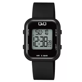   Q&Q női karóra, quartz, LCD, fekete színű műanyag tok, fekete színű műanyag szíj, M207J001Y