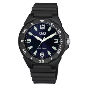   Q&Q férfi karóra, quartz, fekete színű műanyag tok, kék színű számlap, fekete színű műanyag szíj, VS44J004Y