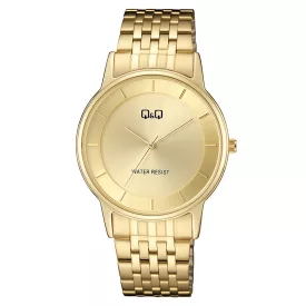  Q&Q férfi karóra, quartz, arany színű fémtok, pezsgő színű számlap, arany színű acél karcsat, C62A-003PY
