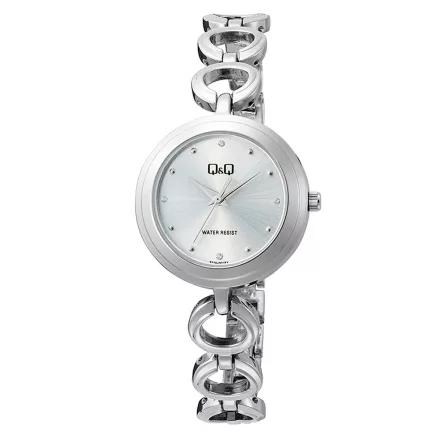 Q&Q női karóra, quartz, ezüst színű fémtok, ezüst színű számlap, ezüst színű fémcsat, F11A-001PY