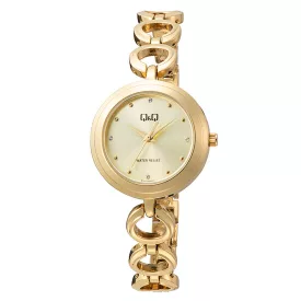   Q&Q női karóra, quartz, arany színű fémtok, arany színű számlap, arany színű fémcsat, F11A-004PY