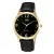 Q&Q férfi karóra, quartz, arany színű fémtok, fekete színű számlap, fekete színű bőrszíj, C08A-018PY