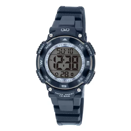 Q&Q férfi digitális karóra, quartz, kék színű műanyag tok, LCD kijelzés, kék színű műanyag szíj, M149J007Y