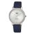 Q&Q női karóra, quartz, ezüst színű fémtok, ezüst színű számlap, kék színű bőrszíj, Q33B-007PY