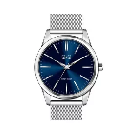  Q&Q férfi fémcsatos karóra, quartz, ezüst színű tok és csat,kék számlap, QB02J801Y