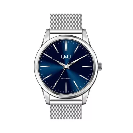 Q&Q férfi fémcsatos karóra, quartz, ezüst színű tok és csat,kék számlap, QB02J801Y