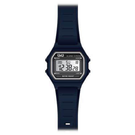 Q&Q unisex műanyag karóra, quartz/LCD, fekete színű, M173J019Y