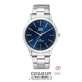   Q&Q férfi fémcsatos  quartz karóra, ezüst színű  tok és csat, kék számlap, C212J212Y